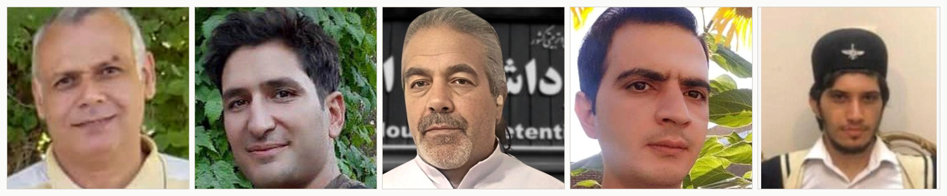 Five signatories of the statement: Hojjatollah Rafei, Morteza Faghanpour, Kazem Baranlou, Meysam Gholami, Masoud Eslami-Nasab